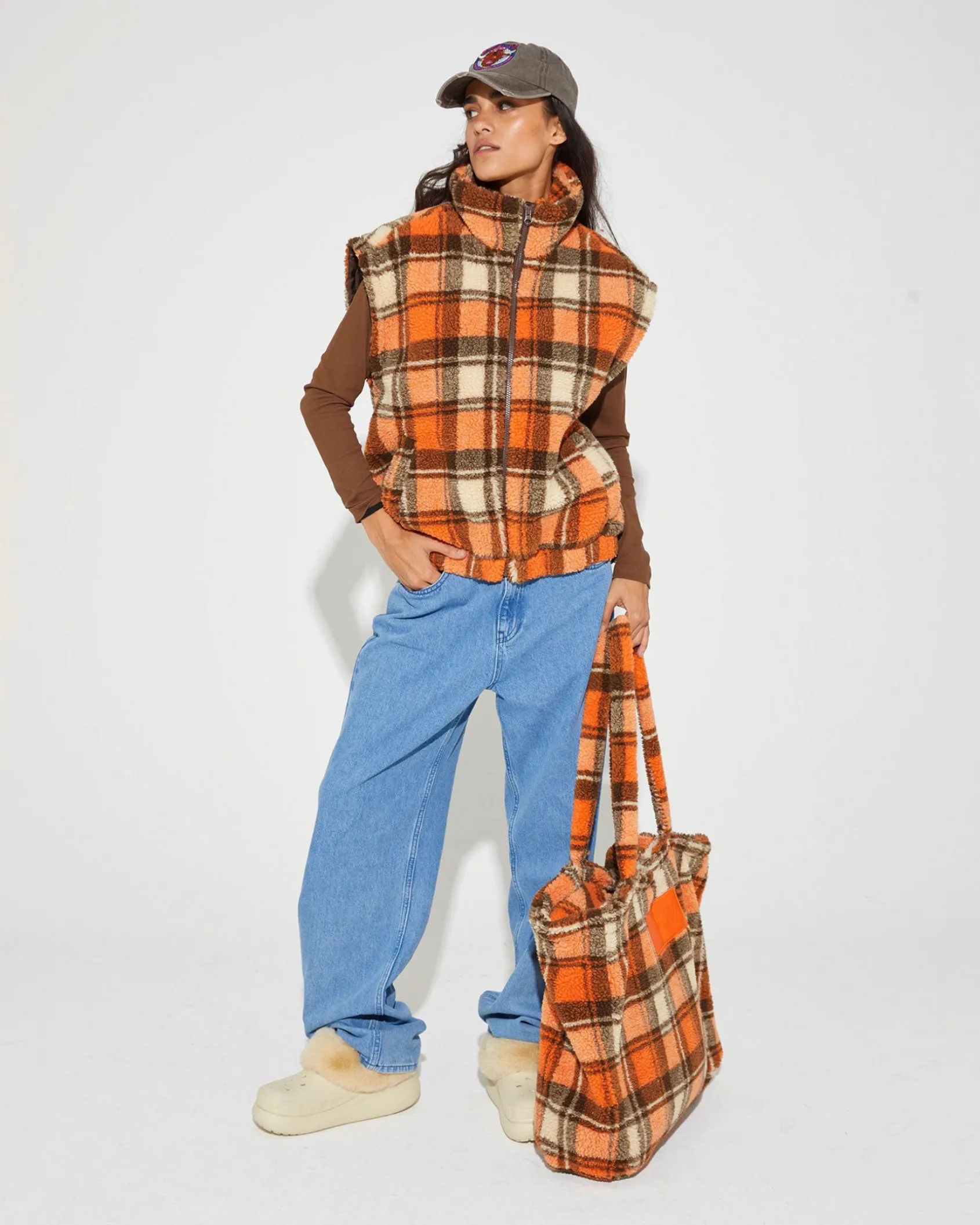 check_teddy_bag__orange_2.webp Cheap STIEGLITZ Check Teddy Bag | Orange