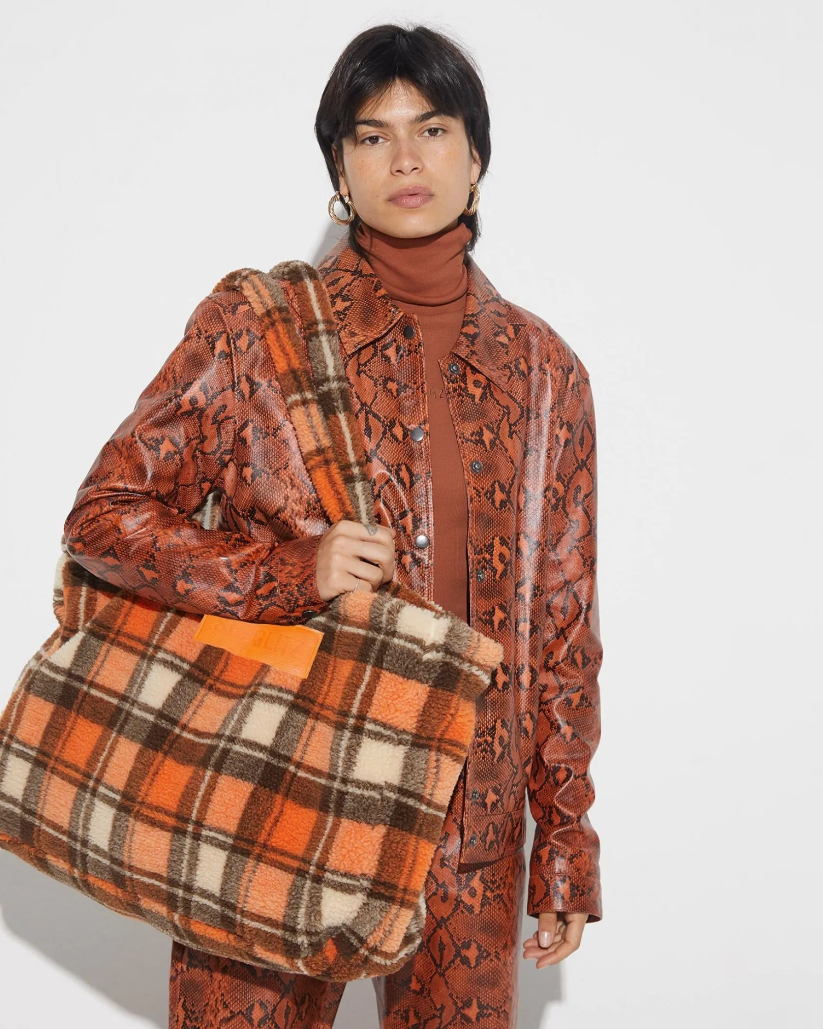 check_teddy_bag__orange_3.webp Cheap STIEGLITZ Check Teddy Bag | Orange